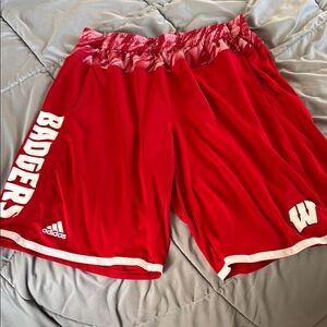 Adidas men's Red Wisconsin Badgers basketball shorts in EUC.